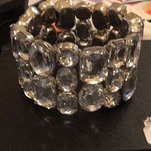 Faux Diamond 1.5 inch high cuff stretch bracelet
